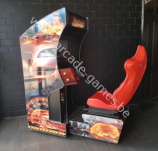 A-G 32 LCD RACING arcade met SEAT en 150 RACING GAMES BURNIN RUBBER + OUTRUN 8
